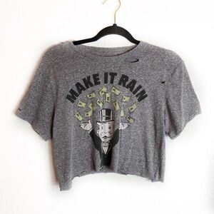 Make it rain monopoly crop top graphic tee M